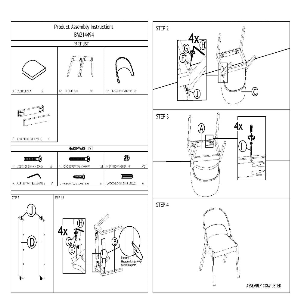 Dining Chair | Curved Back | Mid Century | Set of 2 | Brown & Gray BM214494