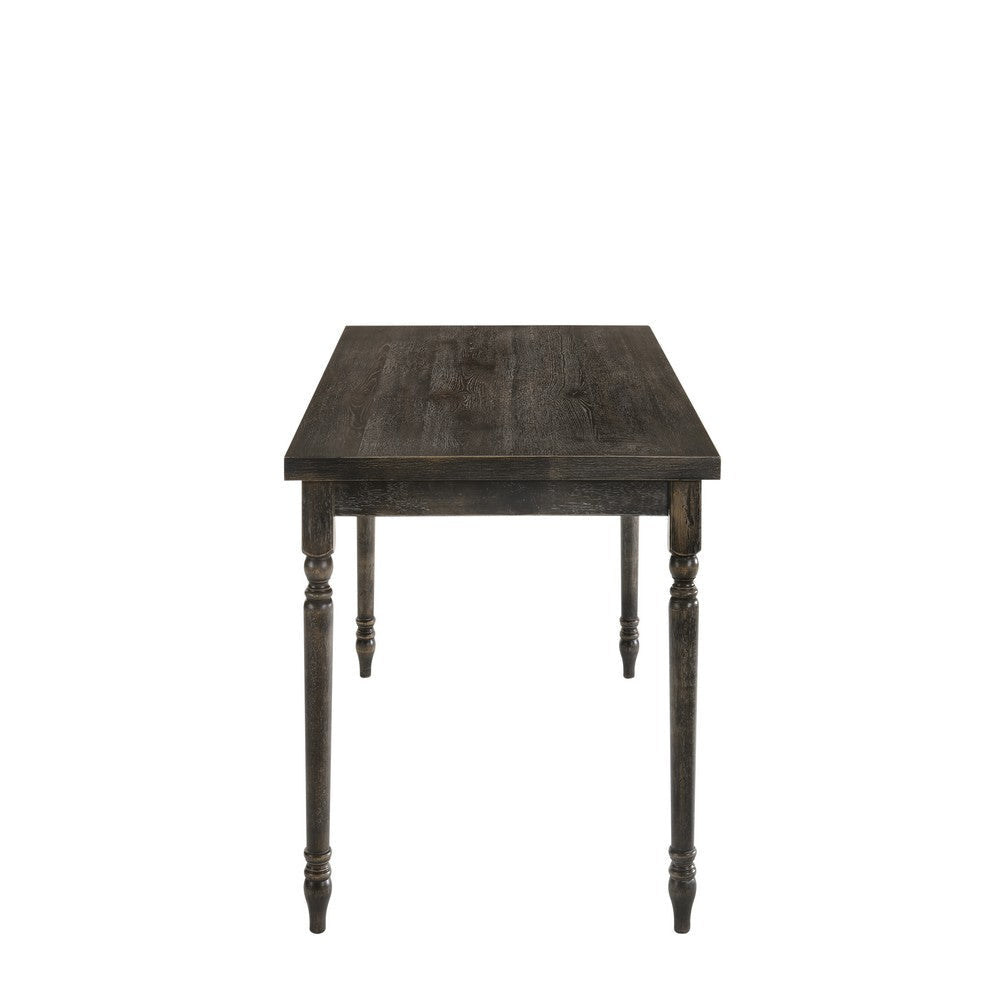 Rustic Style Wooden Dining Table with Rectangular Top and Turned Legs Gray BM214963