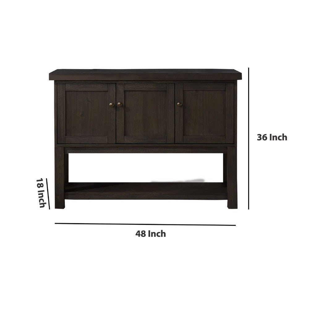 Server | Transitional | 3 Doors | Open Bottom Shelf | Brown