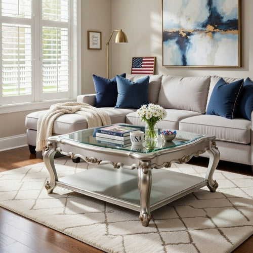 Coffee Table | Scalloped Top | Queen Anne Legs | Antique White