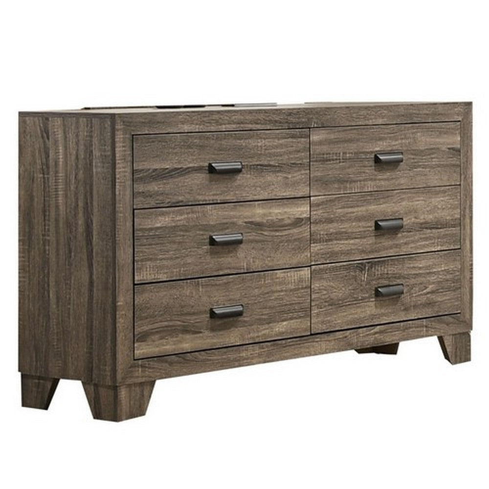 Shannon Dresser | 6 Drawer | Tapered Legs | Brown