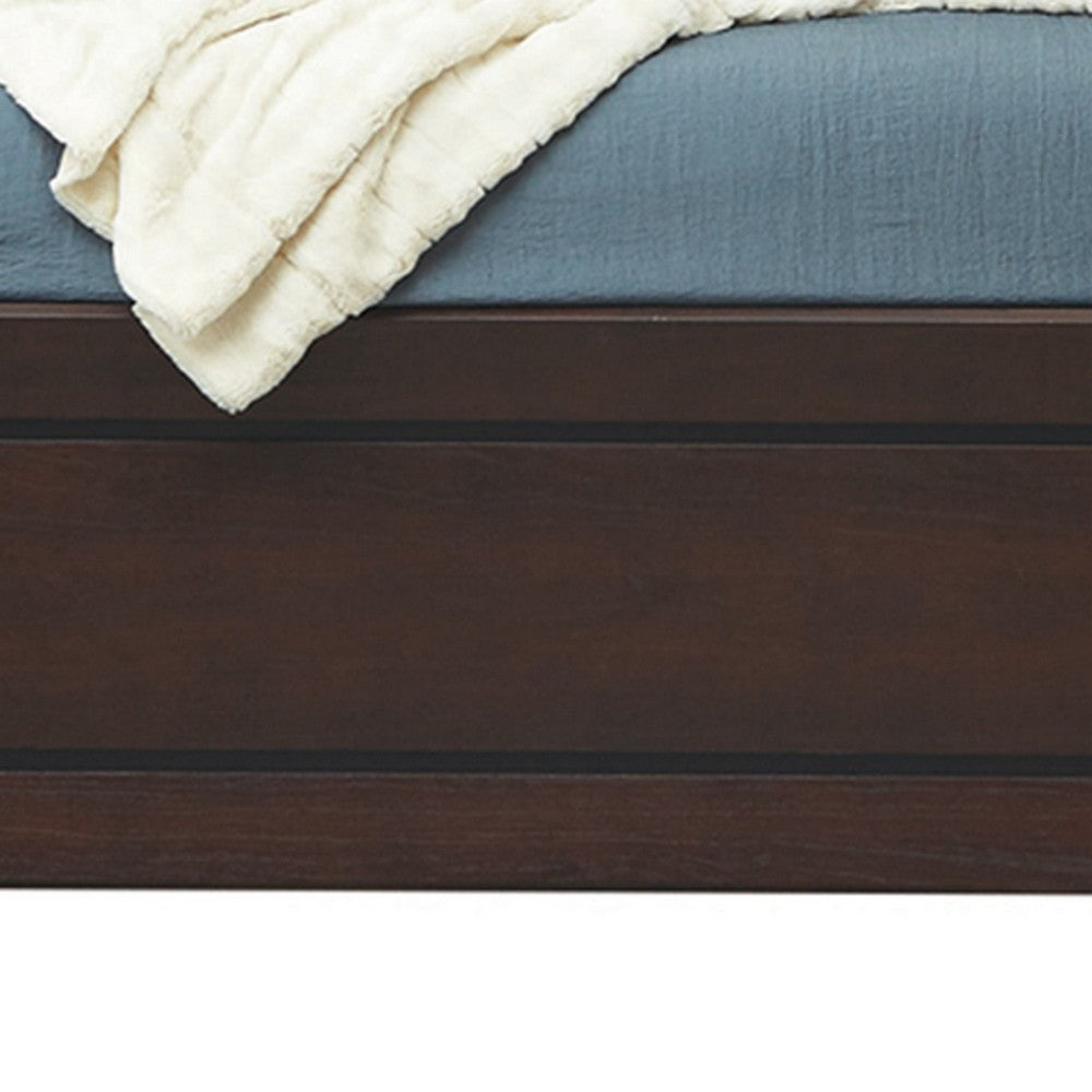 Queen Size Bed with Panel Headboard and Footboard, Cocoa Brown