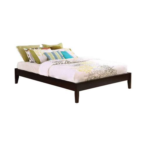 Wooden Eastern King Platform Bed with Chamfered Legs, Dark Brown