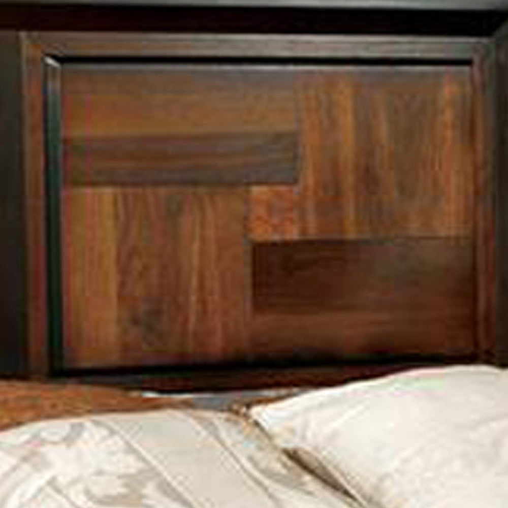 Transitional Style Eastern King Wooden Parquet Design Bed Brown BM216252