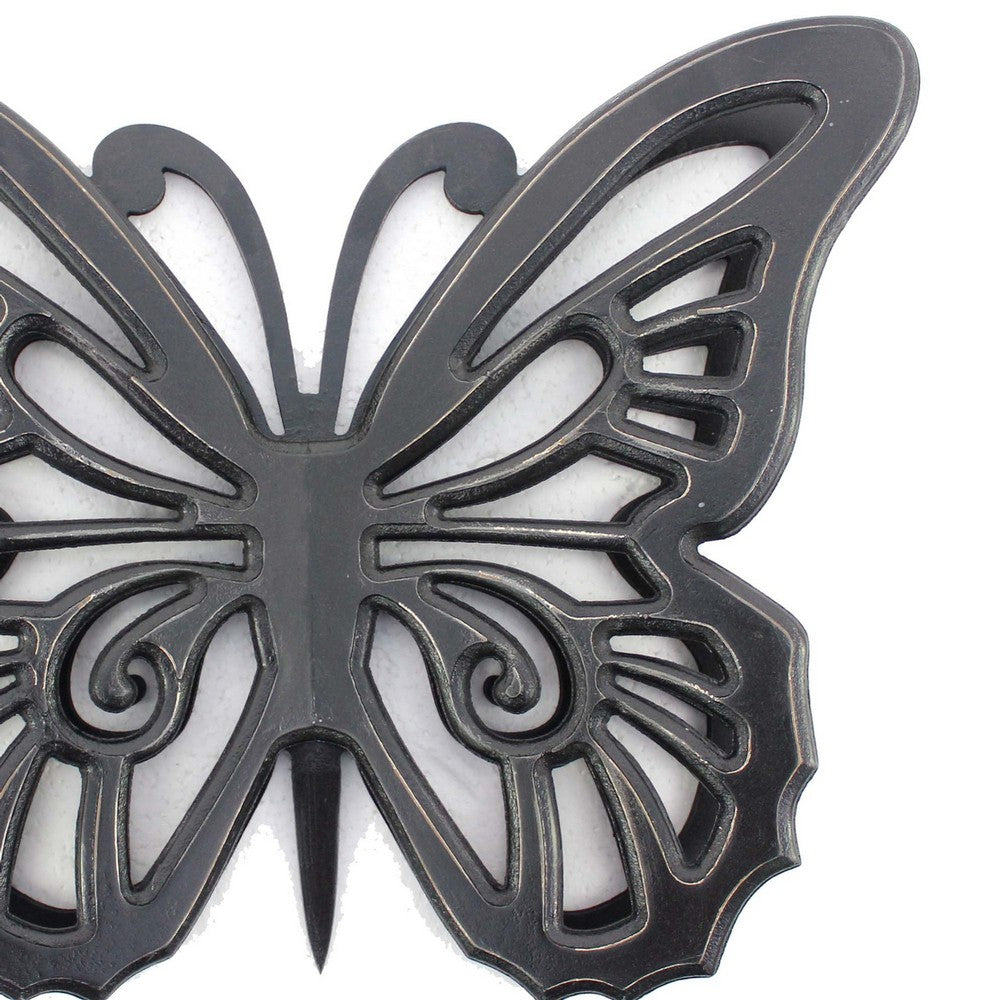 Wooden Butterfly Wall Plaque with Cutout Detail, Black