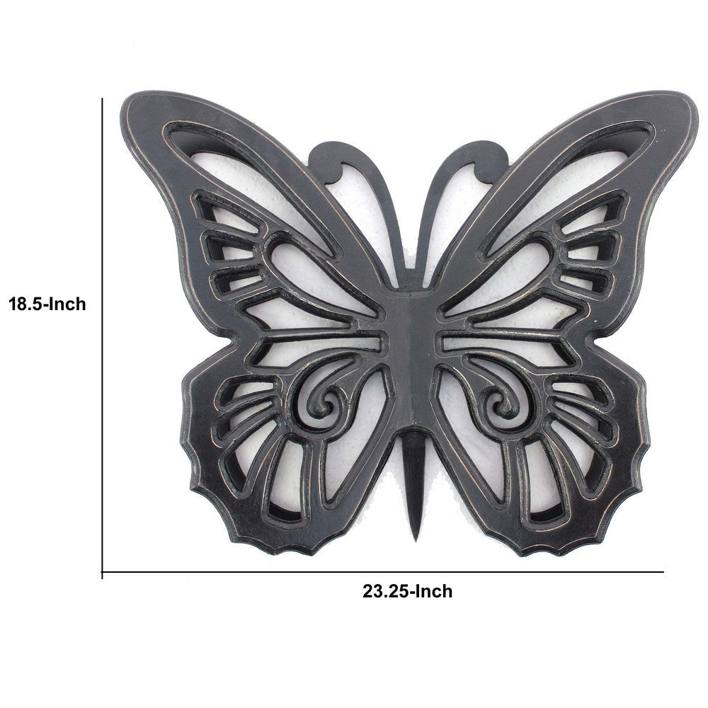 Wooden Butterfly Wall Plaque with Cutout Detail Black BM217269