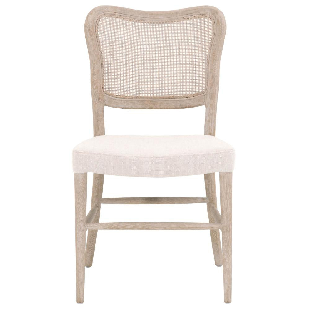 Cane Back Dining Chairs | Wood Frame | Set of 2 | Bisque & Natural Gray Oak BM217355