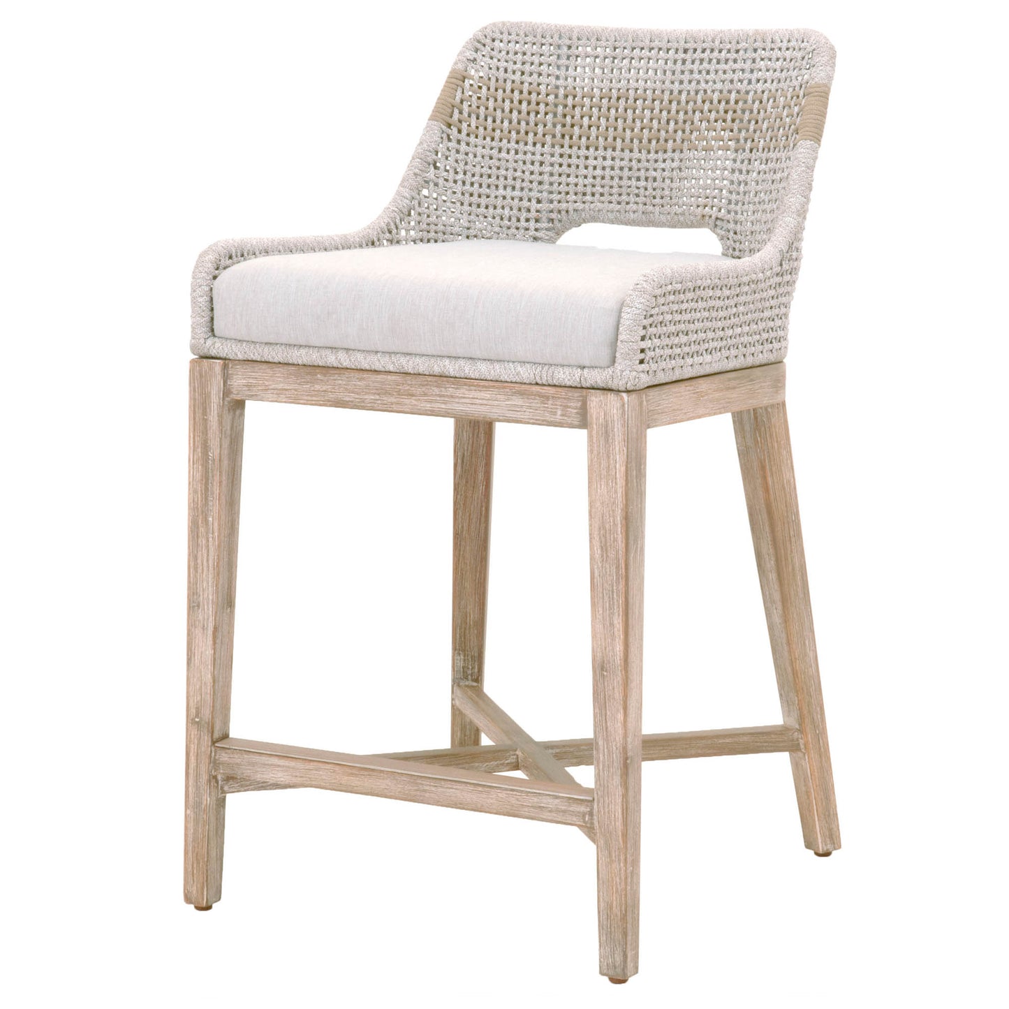 Interwoven Rope Counter Stool | Stretcher | Cross Support | Light Gray BM217392