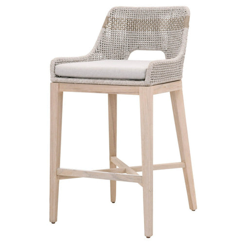 Interwoven Rope Barstool | Stretcher | Cross Support | Light Gray
