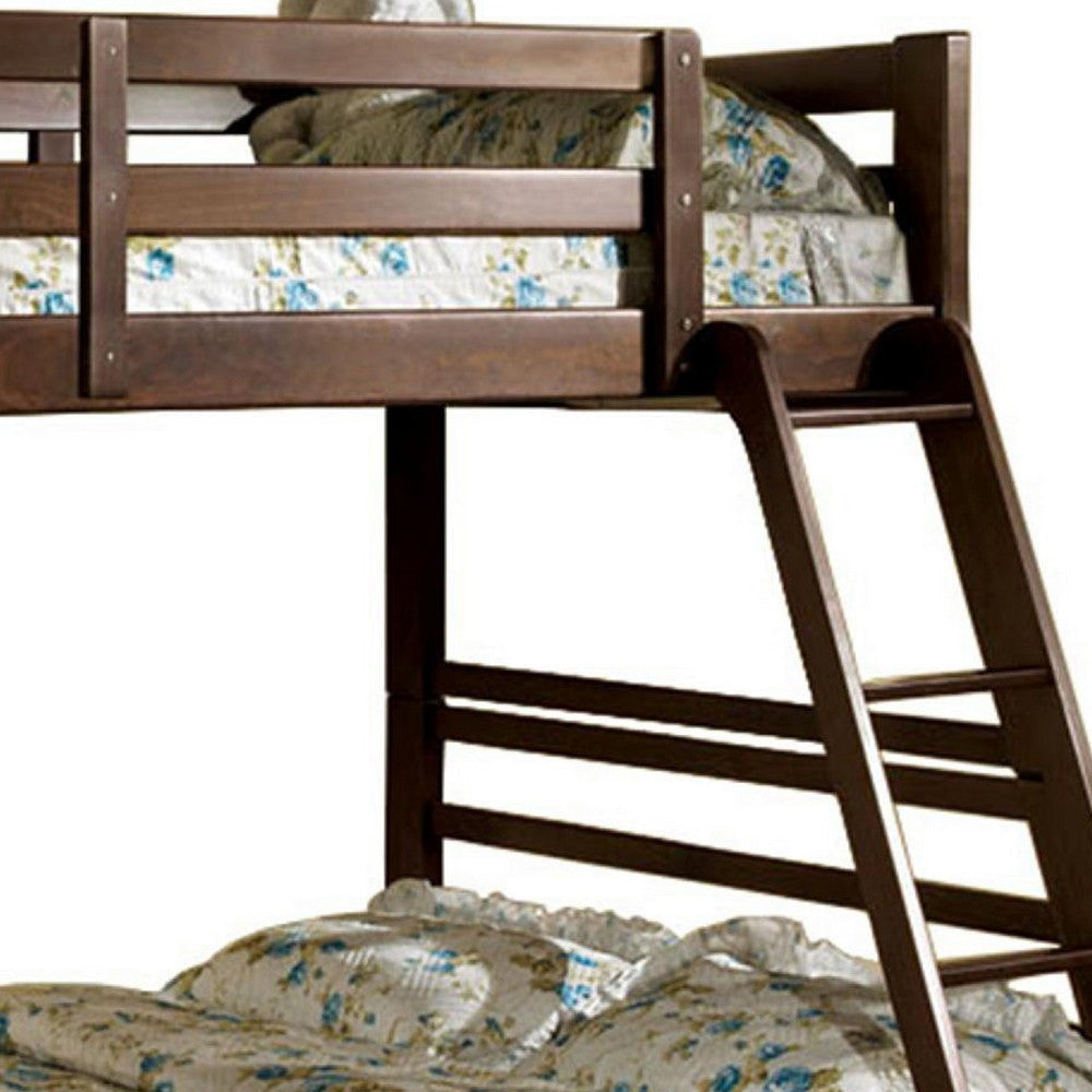 Transitional Style Twin Over Full Bunk Bed with Drawers Walnut Brown BM217439