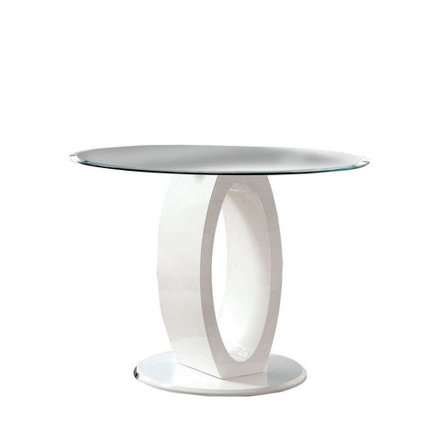 Round Glass Top Counter Height Table | Oval Base | White