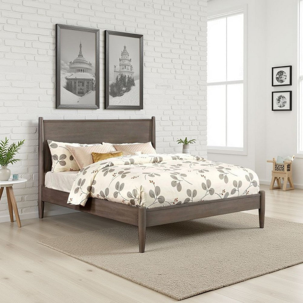 Wood Bed | California King | Panel Headboard | Gray