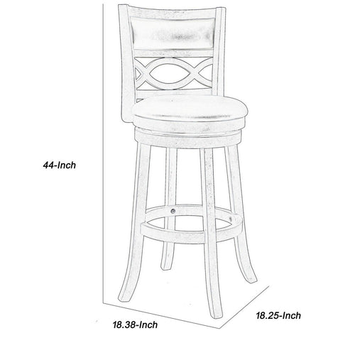 Curved Lattice Back Swivel Barstool | Faux Leather Seat | Gray & Black