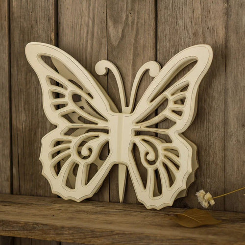 Wooden Butterfly Wall Plaque with Cutout Detail, White