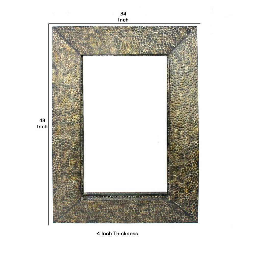 Rectangular Wall Mirror with Gravel Mosaic Border Brown BM218355