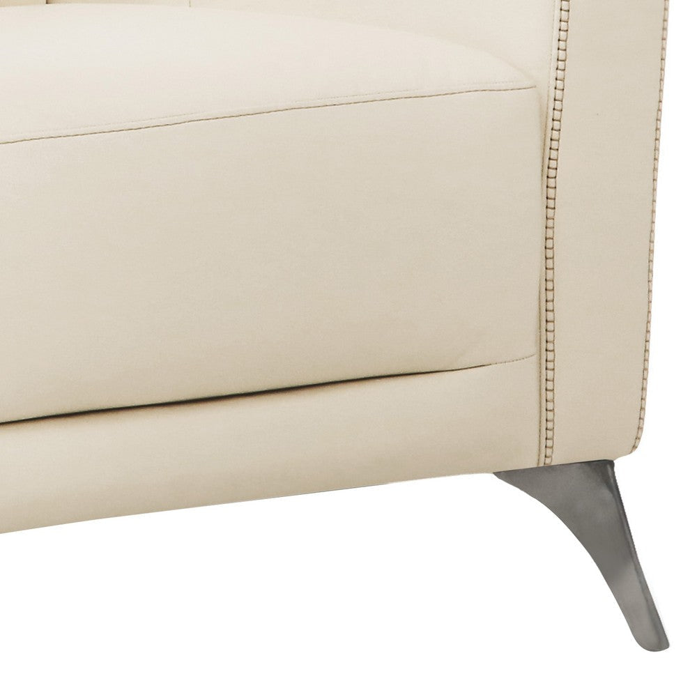Leatherette Chair with Track Armrests and Angled Metal Legs Offwhite BM218534
