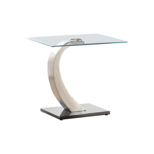 Floating End Table | Tempered Glass Top | Metal Support | Clear & Silver
