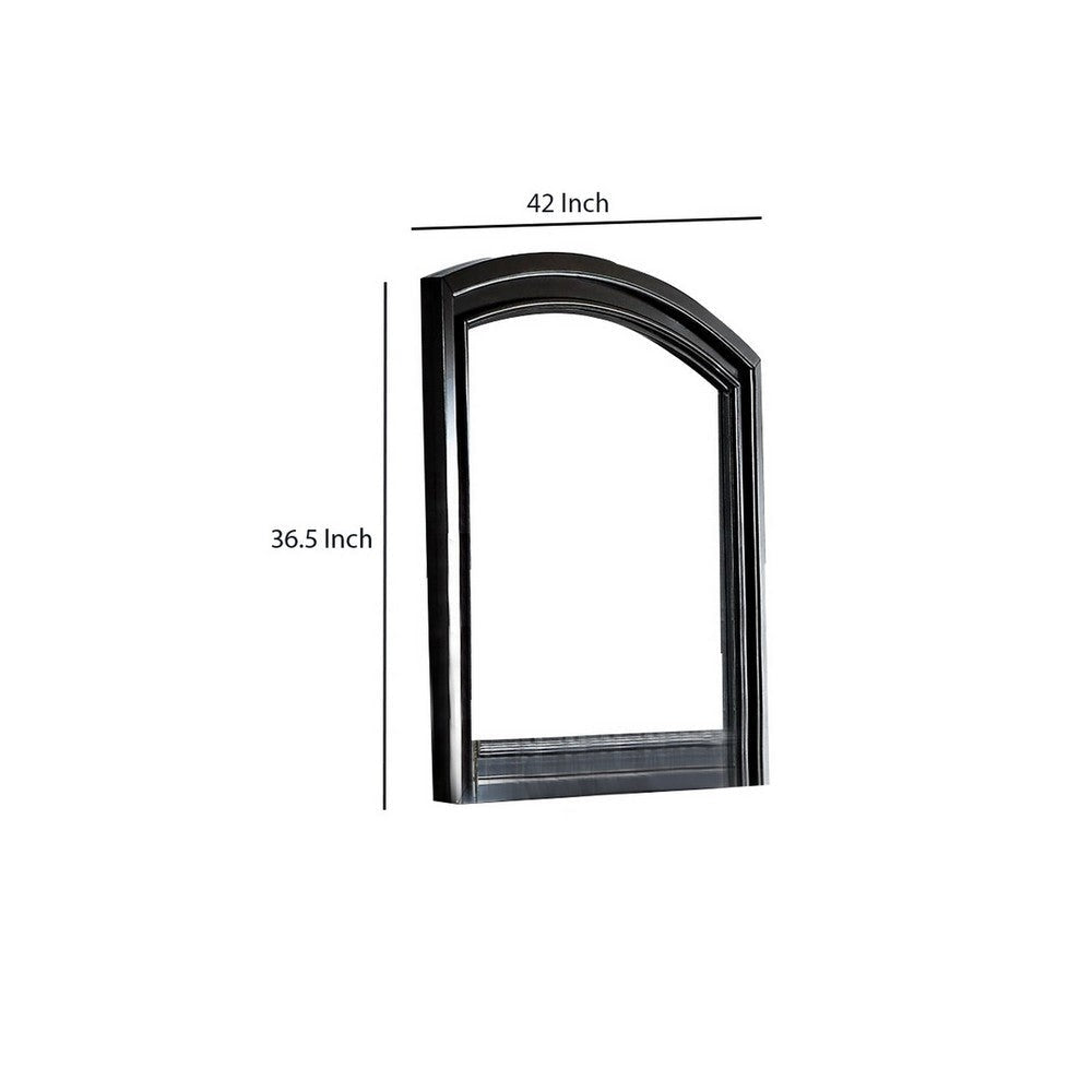 Traditional Dresser Mirror | Wood Frame | Curved Top | Black BM219846