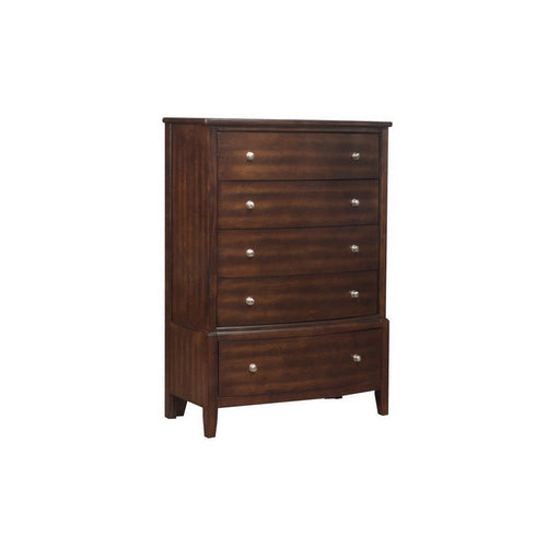 Wood Tall Dresser Chest | 5 Drawer | Chamfered Legs | Dark Brown