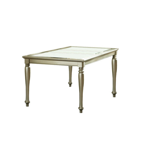 Rectangular Dining Table | Wood | Glass Top Inserts | Turned Legs | Gold
