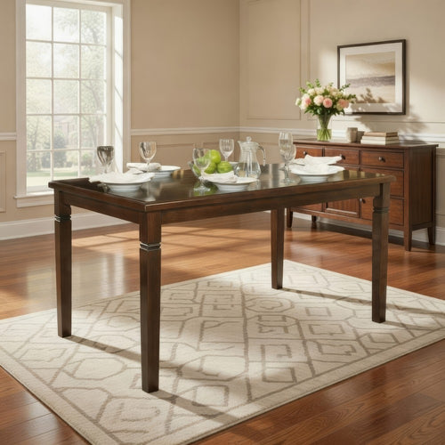 Rectangular Dining Table | Wood | Tapered Legs | Oak Brown
