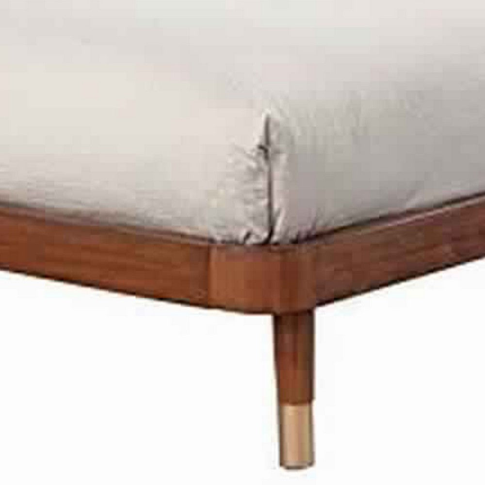 Queen Platform Bed with Slat Back Rattan Headboard, Brown