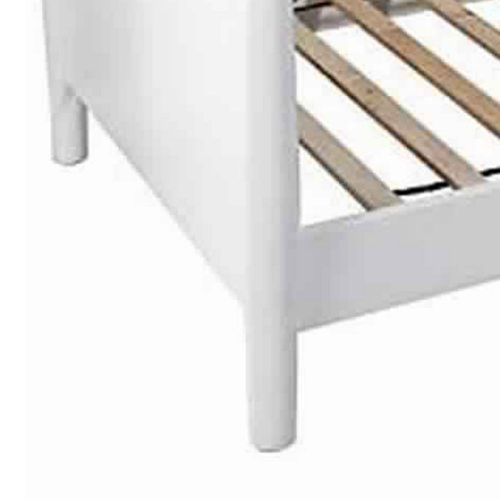 Mid Century Modern Wooden Twin Daybed with Round Legs, White