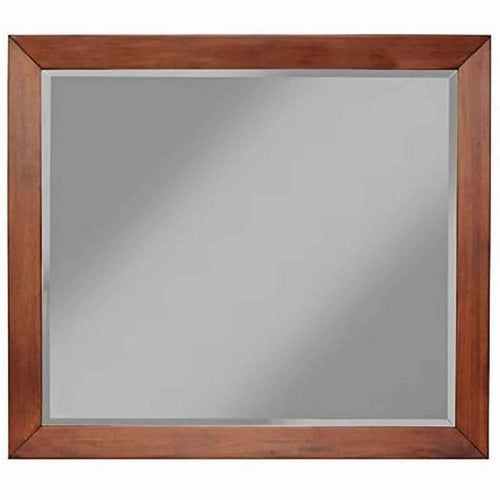 Wooden Frame Dresser Mirror with Natural Grain Details, Cherry Brown