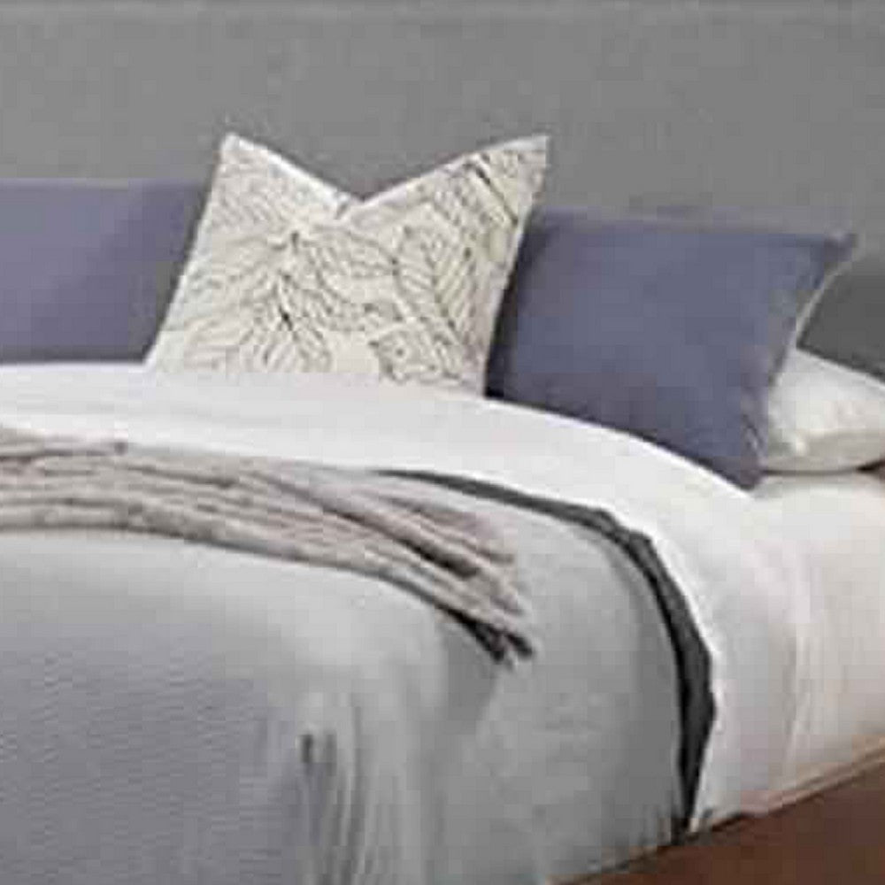 Fabric Upholstered Two Tone Eastern King Panel Bed, Brown and Gray