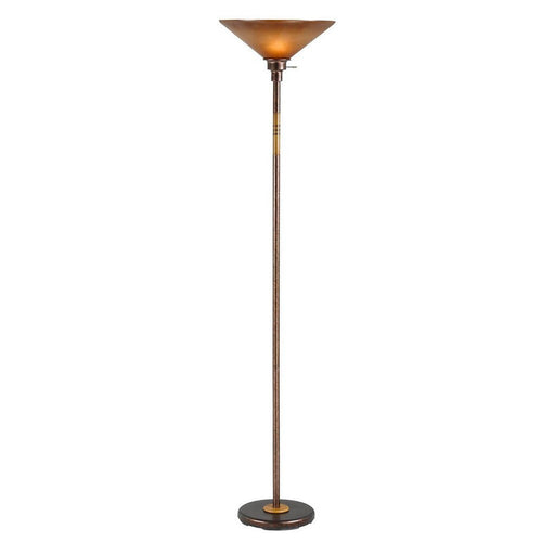 3 Way Torchiere Floor Lamp | Frosted Glass Shade | Bronze