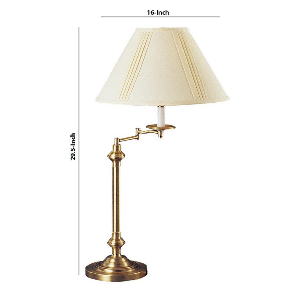 Metal Table Lamp | 150W | Swing Arm | Fabric Conical Shade | Gold BM220866