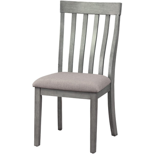 Vertical Slatted Side Chair | Fabric Seat | Set of 2 | Gray