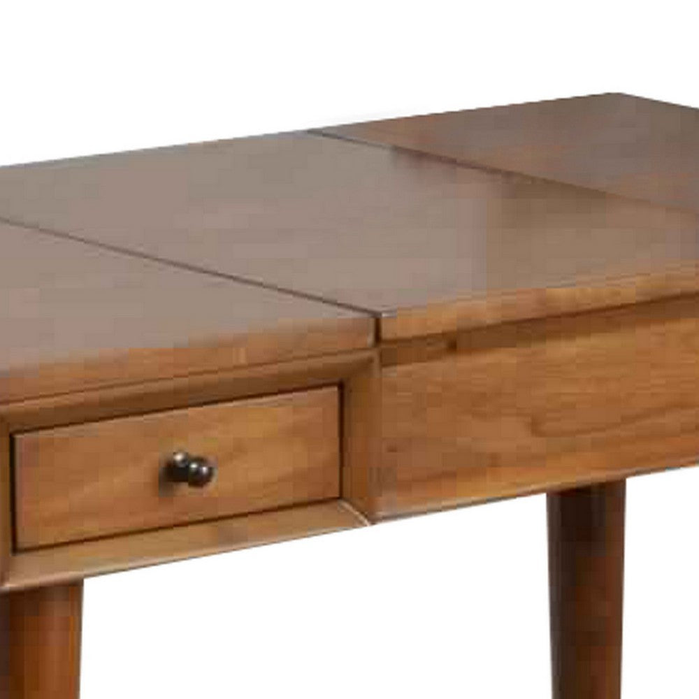 2 Drawer Vanity Desk with Flip Top Mirror and Storage Compartment, Brown