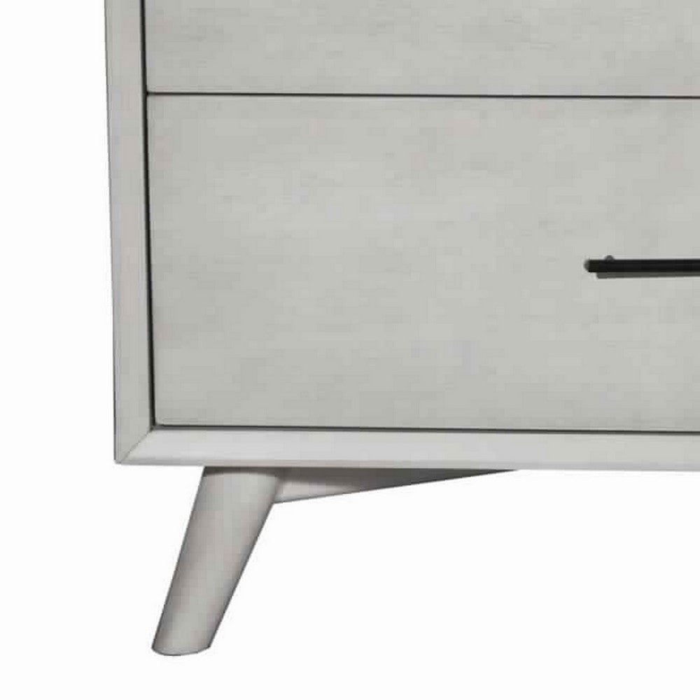 3 Drawer Mid Century Modern Wooden Chest with Splayed Legs, Small, Gray