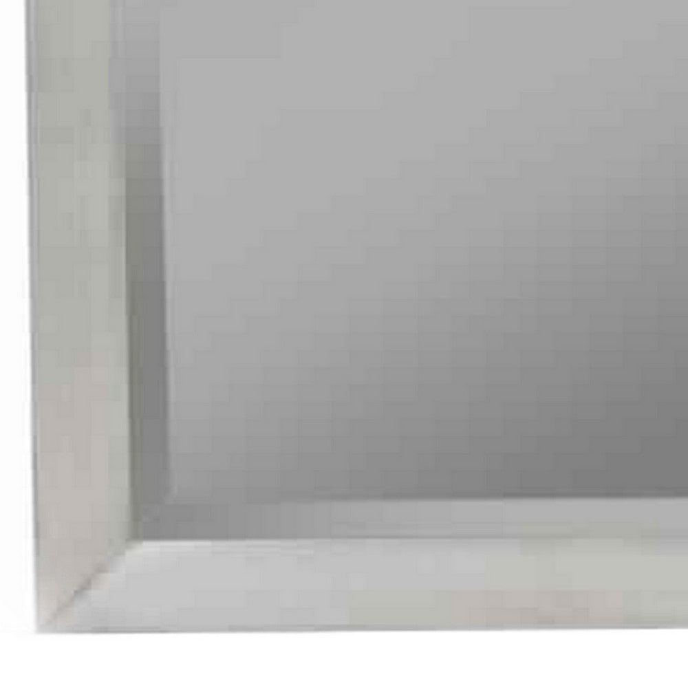 Mid Century Modern Rectangular Molded Mirror with Wooden Frame, Gray