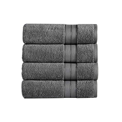 Bergamo Towel Set | 4 Piece | Spun Loft | Stripe Pattern | Dark Gray