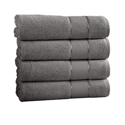 Bergamo Bath Sheets | 4 Piece | Spun Loft | Twill Weave | Charcoal Gray
