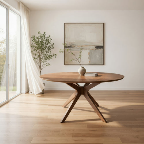 Dining Table | 75" Round | Spider Legs | Brown