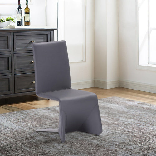 Dining Chair | Metal Frame | Faux Leather Upholstered | Set of 2 | Gray