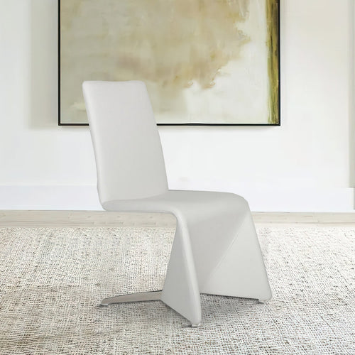 Dining Chair | Metal Frame | Faux Leather Upholstered | Set of 2 | White