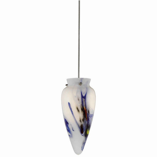 Tapered Design Glass Shade Pendant Lighting with Cord, White and Blue