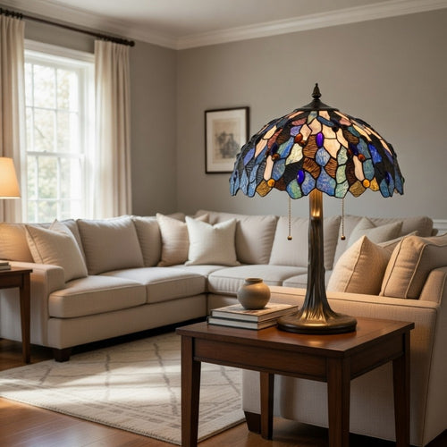 Tiffany Floor Lamp | 2 Bulb | Mosaic Shade | Multicolor