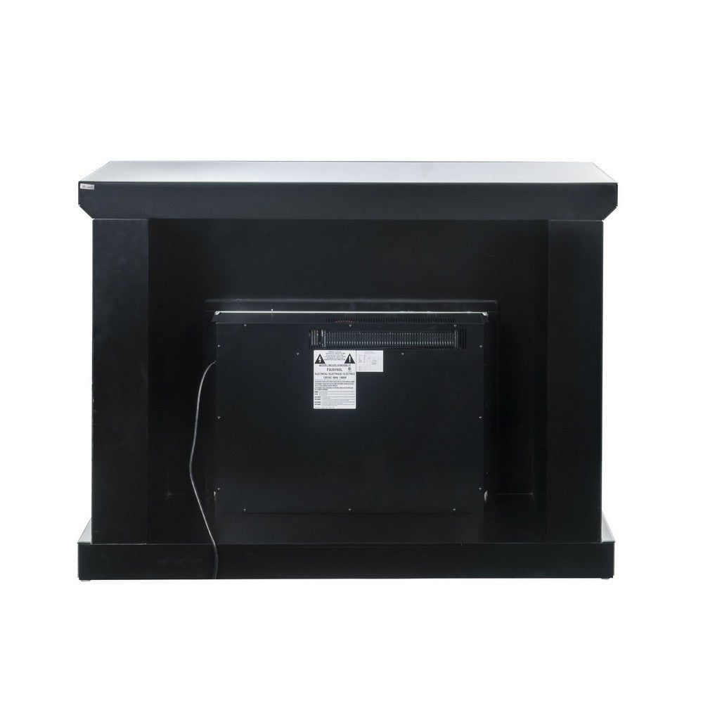 Electric Fireplace with Mirror Panel Framing and Stones Inlay Silver BM226902