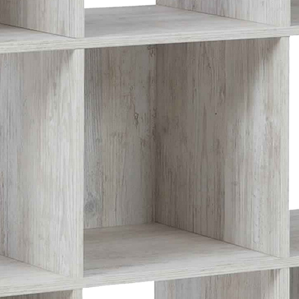 Ashley 9 Cube Wooden Organizer with Grain Details, Washed White