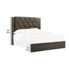 Wooden Queen Bed with Button Tufted Upholstered Headboard Gray and Brown By Casagear Home BM228551