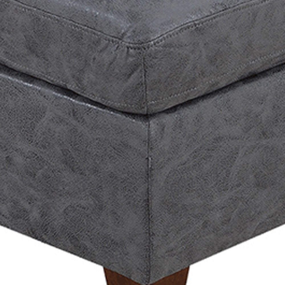 Contemporary Leatherette Rectangular tufted Ottoman, Gray