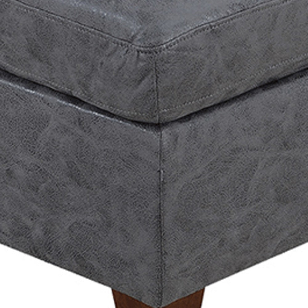 Contemporary Leatherette Rectangular tufted Ottoman Gray BM228583