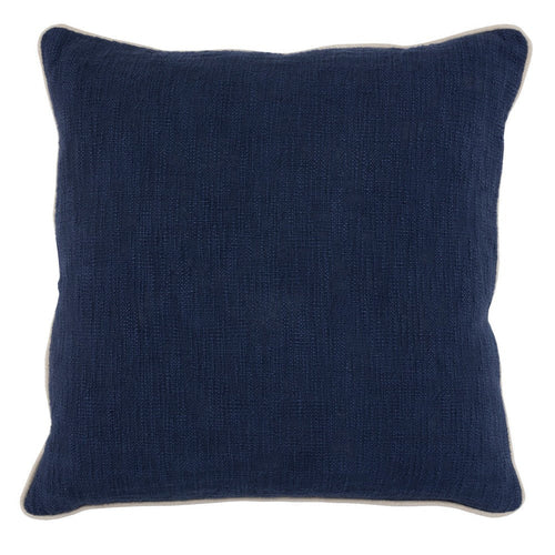 Throw Pillow | Textured Fabric | Piped Edges | Navy & Beige
