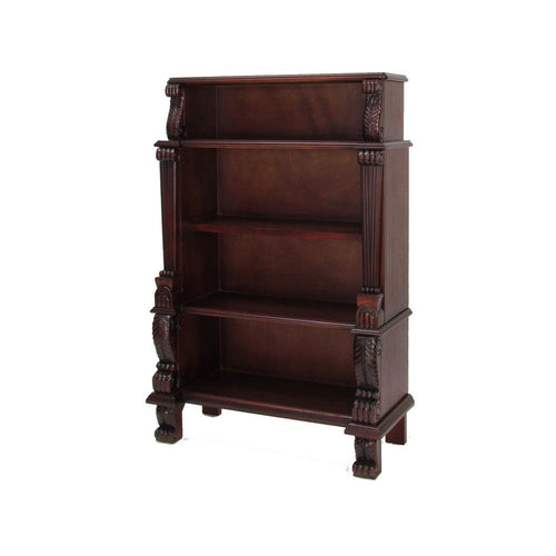 Reese Bookcase | 63" | Hand Carved Wood | 4 Shelves | Brown