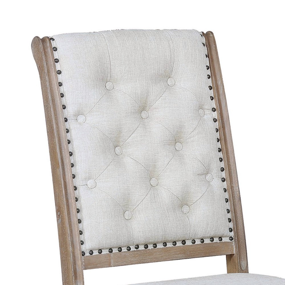 Lucia Side Chair Set | Tufted Back | Cabriole Legs | Brown & Cream